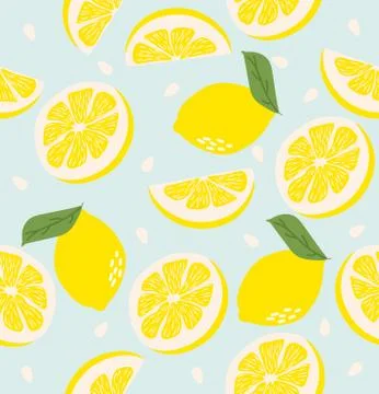 Fresh lemons lemon pattern Seamless background Stock Illustration