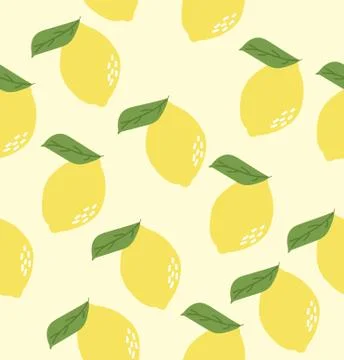 Fresh lemons Minimal flat seamless pattern Stock Illustration