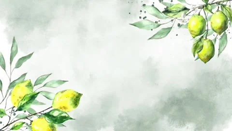 Fresh lemons print. Hand drawn lemon illustration. Minimalism lemon Stock Footage 272620414