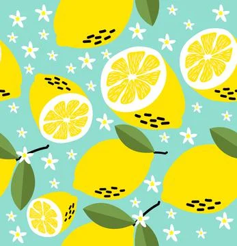 Fresh lemons Seamless pattern background Illustrazione stock