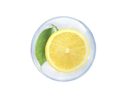 Fresh lemons slice, in bubble isolated on white background Stock Illustration