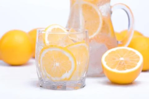Fresh lemons in water Stock Photos