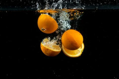 Fresh lemons in the water Stock Photos