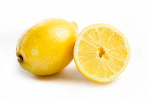 Fresh lemons on a white background Stock Photos