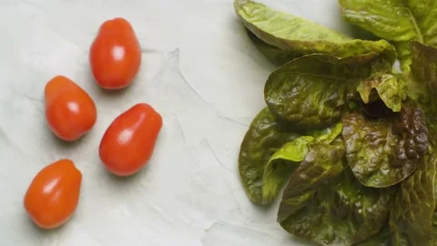 Fresh lettuce and tomatoes Stock Footage 140350416