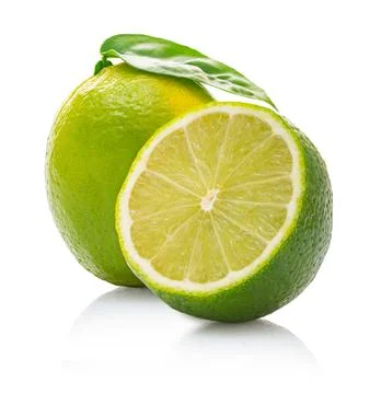 Fresh lime with clipping patch Stock Photos