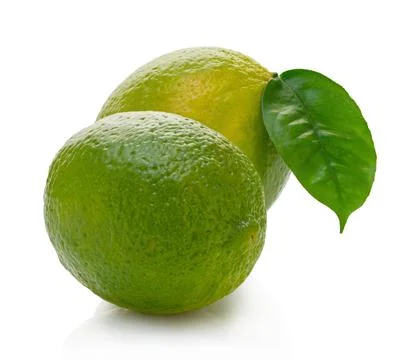 Fresh lime with clipping patch Stock Photos