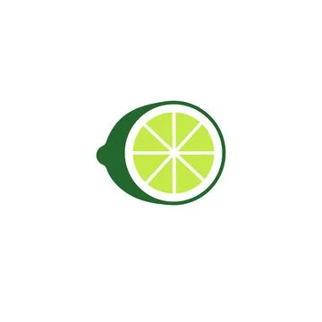 Fresh lime fruit half. Flat vector color icon isolated on white background. Stock Illustration