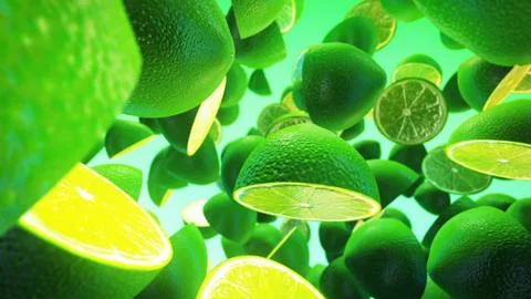 Fresh lime on green background Stock Illustration