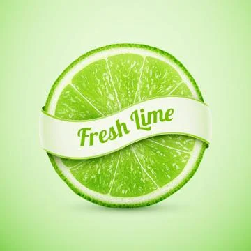 Fresh lime with ribbon Illustrazione stock