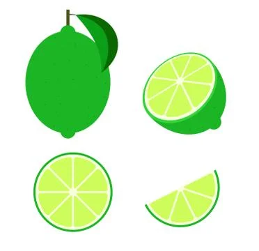  Fresh lime set isolated on white background - Vector illustration Stock Illustration