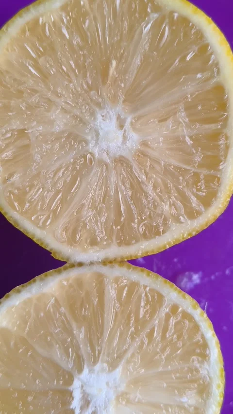 Fresh Lime Slice Close Up on Colorful Purple Plate . Stock Footage 335536202