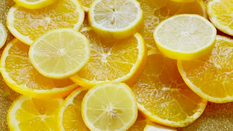 Fresh Limon &amp; Orange Close-Up Rotating 스톡 동영상 233995060