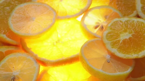 Fresh Limon &amp; Orange Close-Up Rotating 스톡 동영상 233995068