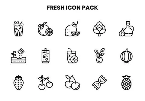Fresh Line Collection Icons Pack Stock Illustration