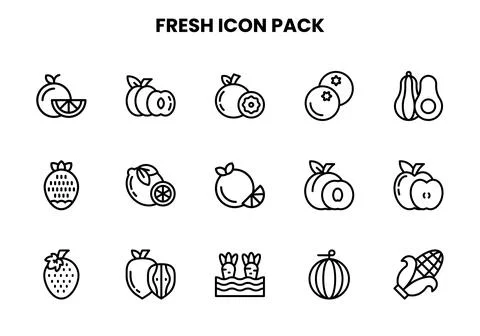 Fresh Line Design Icons Pack Stock Illustration