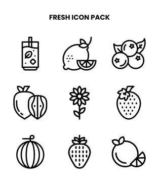 Fresh Line SVG Icons Pack Stock Illustration