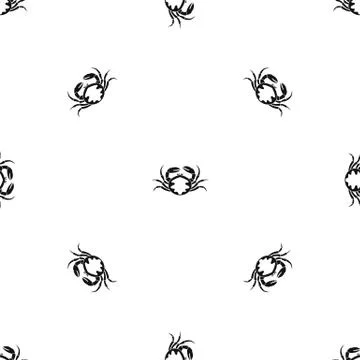 Fresh live crab pattern seamless black Stock Illustration