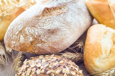 Fresh loaf bread rolls Stock Photos