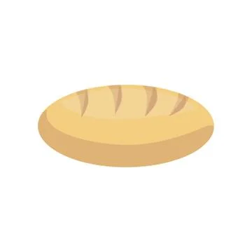 Fresh loaf of white wheat bread flat design element. Cartoon style food Stock Illustration