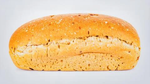 Fresh Loaf of Whole Wheat Bread Isolated on White Background, Healthy Carbo.. Stock Photos