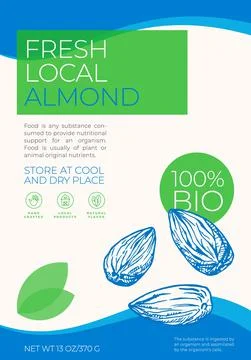 Fresh Local Nuts Label Template. Abstract Vector Packaging Design Layout. Modern Stock Illustration
