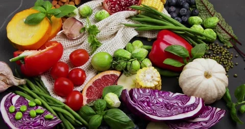 Fresh local vegetables, rotate Stock Footage 160963152