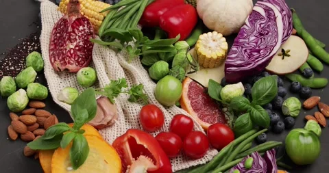 Fresh local vegetables, rotate Stock Footage 161857615