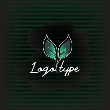 A fresh logo of a leafy sprout with a tech feel Stock Illustration