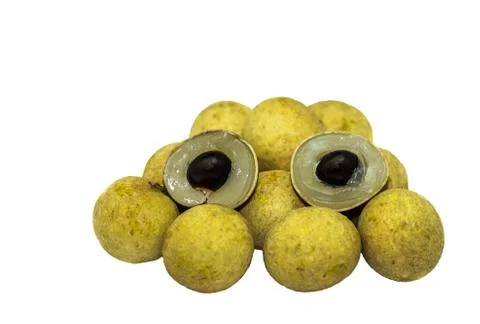 Fresh longan on white background. Stock Photos