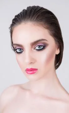 Fresh look of a model with nice evening make up. Stock Photos