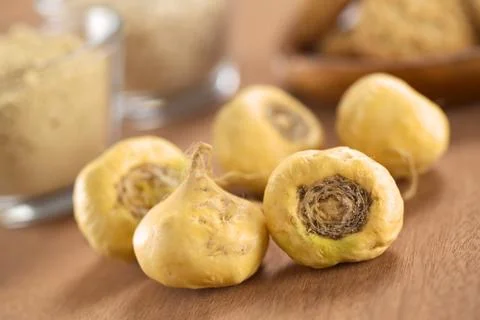 Fresh maca roots Stock Photos