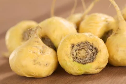 Fresh maca roots Stock Photos