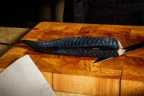 Fresh mackerel fish without head Stock Photos