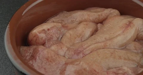 Fresh mackerel roe in a tapas bowl closeup Stock Footage 152644583