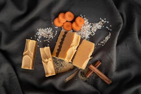 Fresh made bar of natural soap Stock Photos