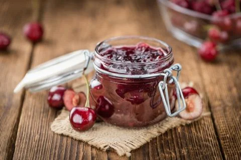 Fresh made Cherry Jam Stock Photos