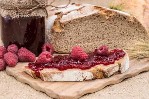 Fresh made raspberry jam Stock Photos