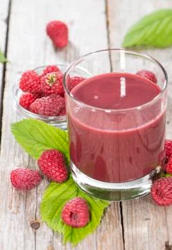Fresh made raspberry juice Stock Photos