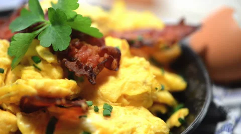 Fresh made scrambled eggs (not loopable) Stock Footage 33960215