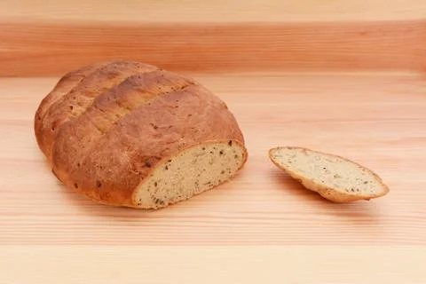 Fresh malted bread loaf with the crust cut off Stock Photos
