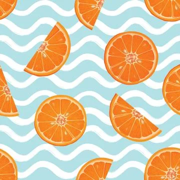 Fresh mandarin fruit seamless pattern. Fresh healthy food realistic style Illustrazione stock