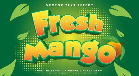 Fresh Mango 3d editable text effect Template Stock Illustration