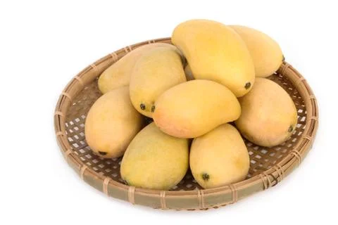 Fresh mango in the basket Stock Photos