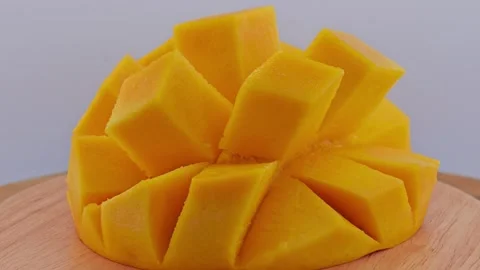 Fresh mango cube slices. Zoom in. Stock Footage 310249333