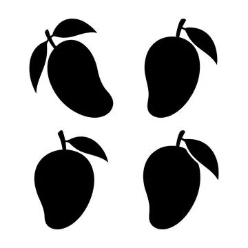 Fresh mango flat icon bundle silhouette vector illustration Stock Illustration