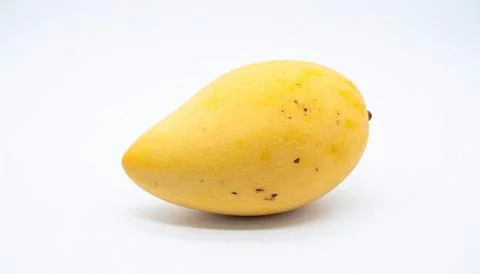 Fresh Mango Fruit Isolated on White Background Representing Tropical Organi.. Stock Photos