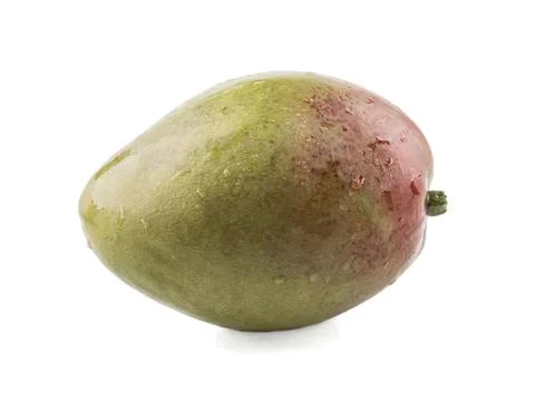 Fresh mango fruit with pink blush on white background Stock Photos