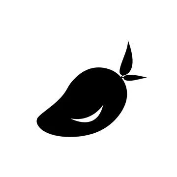 Fresh mango fruit vector icon in black. EPS 10. Tropical fruits illustration. Illustrazione stock