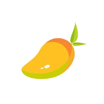 Fresh mango fruit vector icon in color. EPS 10. Tropical fruits illustration. Stock Illustration
